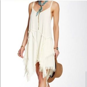 FREE PEOPLE INTIMATES CREAM FRINGE SLIP DRESS - SIZE SMALL